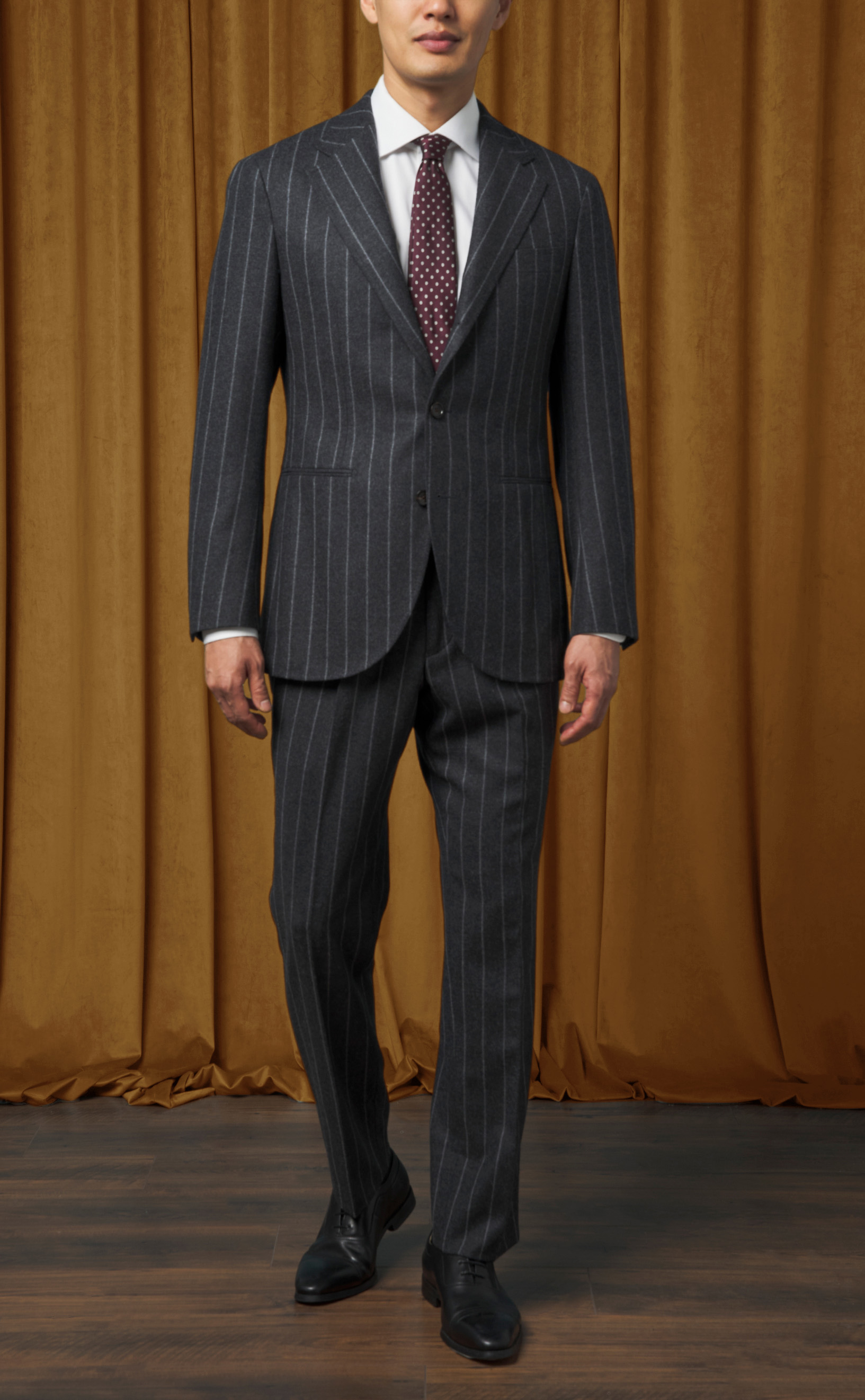 Charcoal Chalk Stripe Flannel Moro Suit